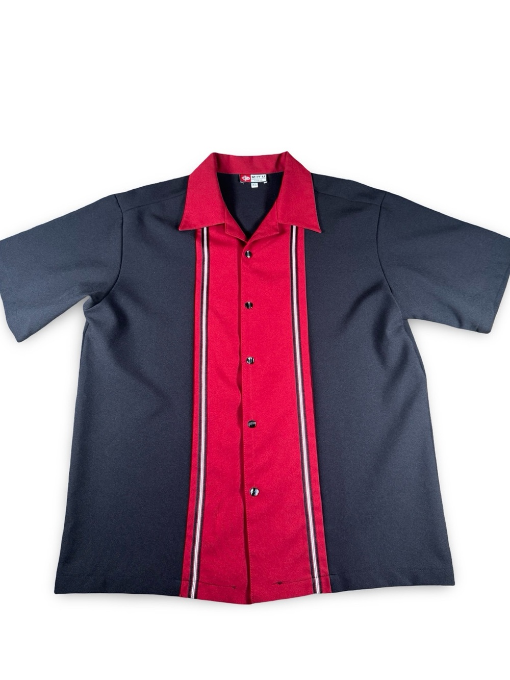 Iz‎ It U XL Vintage Retro Rockabilly Black, Red  Stripes Men's Shirt